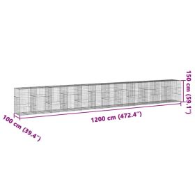 vidaXL Coș gabion cu capac, 1200x100x150 cm, fier galvanizat