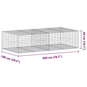 vidaXL Gabiónový kôš s krytom 200x100x50 cm pozinkované železo