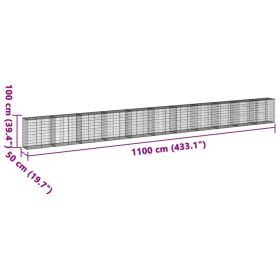 vidaXL Coș gabion cu capac, 1100x50x100 cm, fier galvanizat