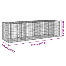 vidaXL Coș gabion cu capac, 350x100x100 cm, fier galvanizat