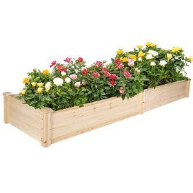 7.5 Feet Raised Garden Bed Wooden Planter Box 2 Separate Planting Space 22inx 9inx 90in