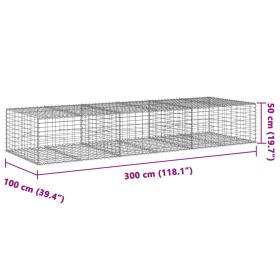 vidaXL Coș gabion cu capac, 300x100x50 cm, fier galvanizat
