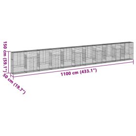 vidaXL Coș gabion cu capac, 1100x50x150 cm, fier galvanizat