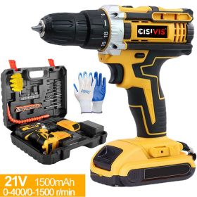 Multi-function 21V Drill Driver Power Tool Cordless Screwdriver 2Battery 1Brush