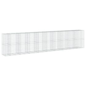 vidaXL Coș gabion cu capac, 950x100x200 cm, fier galvanizat