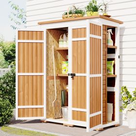 Video Provided TOPMAX Outdoor 5.5ft Hx4.1ft L Wood Storage Shed, Garden Tool Cabinet With Waterpro