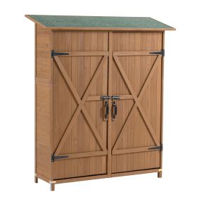 56L X 19.5W X 64H Outdoor Storage Shed With Lockable Door, Wooden Tool Storage Shed W Detachable