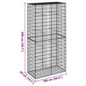vidaXL Coș gabion cu capac, 100x50x200 cm, fier galvanizat