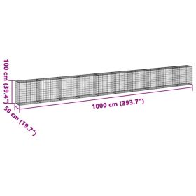 vidaXL Coș gabion cu capac, 1000x50x100 cm, fier galvanizat