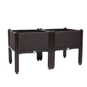 2PCS Brown Free Splicing Injection Molded Planter Box