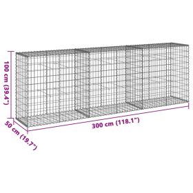 vidaXL Coș gabion cu capac, 300x50x100 cm, fier galvanizat