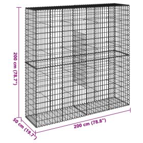 vidaXL Coș gabion cu capac, 200x50x200 cm, fier galvanizat