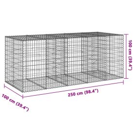 vidaXL Coș gabion cu capac, 250x100x100 cm, fier galvanizat