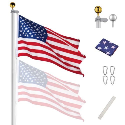 20ft Sectional Al Flag Pole w/US Flag Ball 20ft Sectional Al Flag Pole w/US Flag Ball