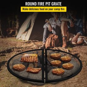 VEVOR Fire Pit Cooking Grill Grate 36 Inch, Foldable Round Cooking Rack, Heavy Duty X-Marks Campfire BBQ Grill with Portable Handle & Support Wire for