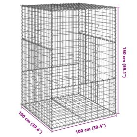 vidaXL Coș gabion cu capac, 100x100x150 cm, fier galvanizat