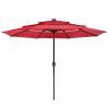 10Ft 3-Tiers 32LEDS Patio Umbrella Red