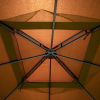 TOPMAX 9.8Ft. Wx9.8Ft.L Outdoor Iron Vented Dome Top Patio Gazebo with Netting for Backyard, Poolside and Deck, Brown