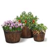 Outdoor Reinforced And Anticorrosive Chinese Fir Planting Pot Flower-Shaped Barrel Carbonized Color