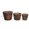 Outdoor Reinforced And Anticorrosive Chinese Fir Planting Pot Flower-Shaped Barrel Carbonized Color