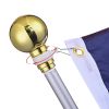 8FT Silver Telescoping Al Flag Pole With US Flag & Ball