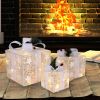 3pcs Square ABS Plastic Rack Garden Festive Decoration LED60 Light Warm White Light Cotton Thread Powder Gift Box