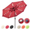 10Ft 3-Tiers 32LEDS Patio Umbrella Red