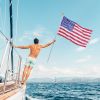 8FT Silver Telescoping Al Flag Pole With US Flag & Ball