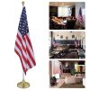 8FT Silver Telescoping Al Flag Pole With US Flag & Ball