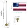 8FT Silver Telescoping Al Flag Pole With US Flag & Ball