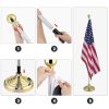 8FT Silver Telescoping Al Flag Pole With US Flag & Ball