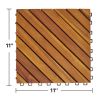 12-Diagonal Slat Acacia Interlocking Deck Tile (Set of 10 Tiles) -AS
