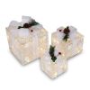 3pcs Square ABS Plastic Rack Garden Festive Decoration LED60 Light Warm White Light Cotton Thread Powder Gift Box