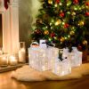 3pcs Square ABS Plastic Rack Garden Festive Decoration LED60 Light Warm White Light Cotton Thread Powder Gift Box