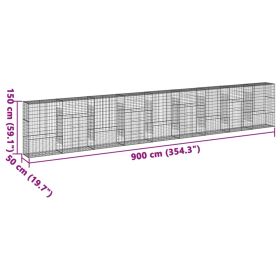 vidaXL Coș gabion cu capac, 900x50x150 cm, fier galvanizat