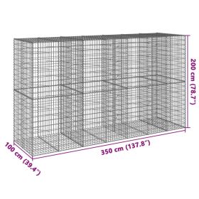 vidaXL Coș gabion cu capac, 350x100x200 cm, fier galvanizat