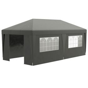 Outsunny 10' X 19.5' Pop Up Canopy Tent With Sidewalls, Height Adjustable Large Party Tent Event She (Option: Gray)