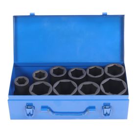 10PCS Set 1in Drive Deep Impact Socket Heavy Duty Impact Socket Set with Iron Storage Box (Option: as picture)