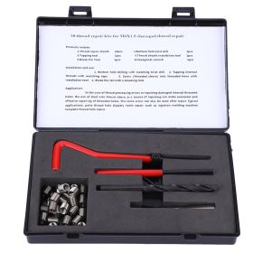 30Pcs Thread Repair Kit Stainless Steel Twisted Drill Wrench Threaded Insert Tap Insertion tool M6x1 (Option: as picture)