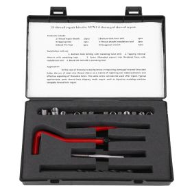25Pcs Thread Repair Kit Stainless Steel Twisted Drill Wrench Threaded Insert Tap Insertion Tool M7x1 (Option: as picture)