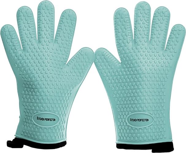 KITCHEN PERFECTION Silicone Smoker Oven Gloves -Extreme Heat Resistant BBQ Gloves-Handle Hot Food Right on Your Grill Fryer & Pit |Waterproof Grilling