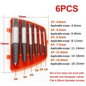 6/8Pcs Damaged Broken Screw Extractor Remover Metal Drill Bit Set Steel Durable Center Drill Damaged Bolts Easy Out Remover Tool (Ships From: China, Color: 6PCS)