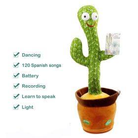 Plush Dancing Cactus Repeat What You Said Kids Stuffed Toys Singing Spanish Song Shaking With Music Plant Toy Children Education (Ships From: China, Color: 3xAA Spanish repeat)