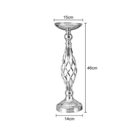 Gold/ Silver Flowers Vases Candle Rack Stand Holders Wedding Decor Road Lead Floral Bouquet Party Props Table Centerpiece Pillar (Ships From: China, Color: Silver Small)