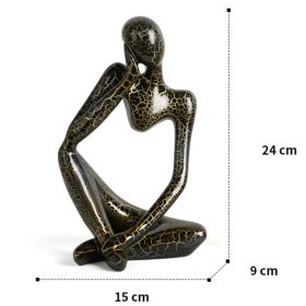 Nordic Art Abstract Thinker Statue Home Crafts Resin Statues Abstract Figure Sculpture Small Ornaments Office Home Desktop Decor (Ships From: CN, Color: B1 - Black - Large)