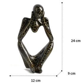 Nordic Art Abstract Thinker Statue Home Crafts Resin Statues Abstract Figure Sculpture Small Ornaments Office Home Desktop Decor (Ships From: CN, Color: B3 - Black - Large)