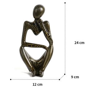 Nordic Art Abstract Thinker Statue Home Crafts Resin Statues Abstract Figure Sculpture Small Ornaments Office Home Desktop Decor (Ships From: CN, Color: B2 - Black- Large)