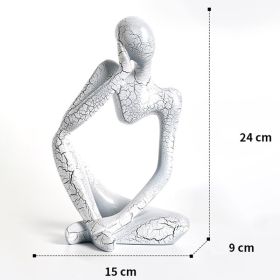 Nordic Art Abstract Thinker Statue Home Crafts Resin Statues Abstract Figure Sculpture Small Ornaments Office Home Desktop Decor (Ships From: CN, Color: A1 - White - Large)