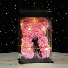 40cm Large Teddy Rose Bear Artificial Flowers Rose Bears with Light Box Anniversary Valentine's Wedding Birthday Christmas Gift (Ships From: China, Color: 25CM-Crown Veil1)