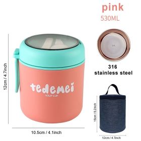 530/710ml Stainless Steel Lunch Box Food Cup With Spoon Thermo Lunchbox Thermal Jar Insulated Soup Container Breakfast Tableware (Ships From: China, Color: upgrade B)